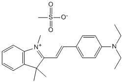 Molecular Structure of 88519-86-2 (3H-Indolium, 2-[2-[4-(diethylamino)phenyl]ethenyl]-1,3,3-trimethyl-,methanesulfonate)